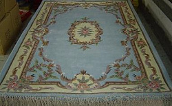 Ковер ручной работы ФЛОРА 510 акрил 431 голубой ОВАЛ