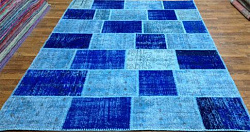 Ковер винтажный ручной работы Vintage Look at Me Cubes blue