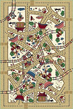 Детский ковер Веселые дорожки бежевый с зеленым меланжем