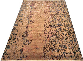 ручной работы Silk and Wool Zardozi Brown